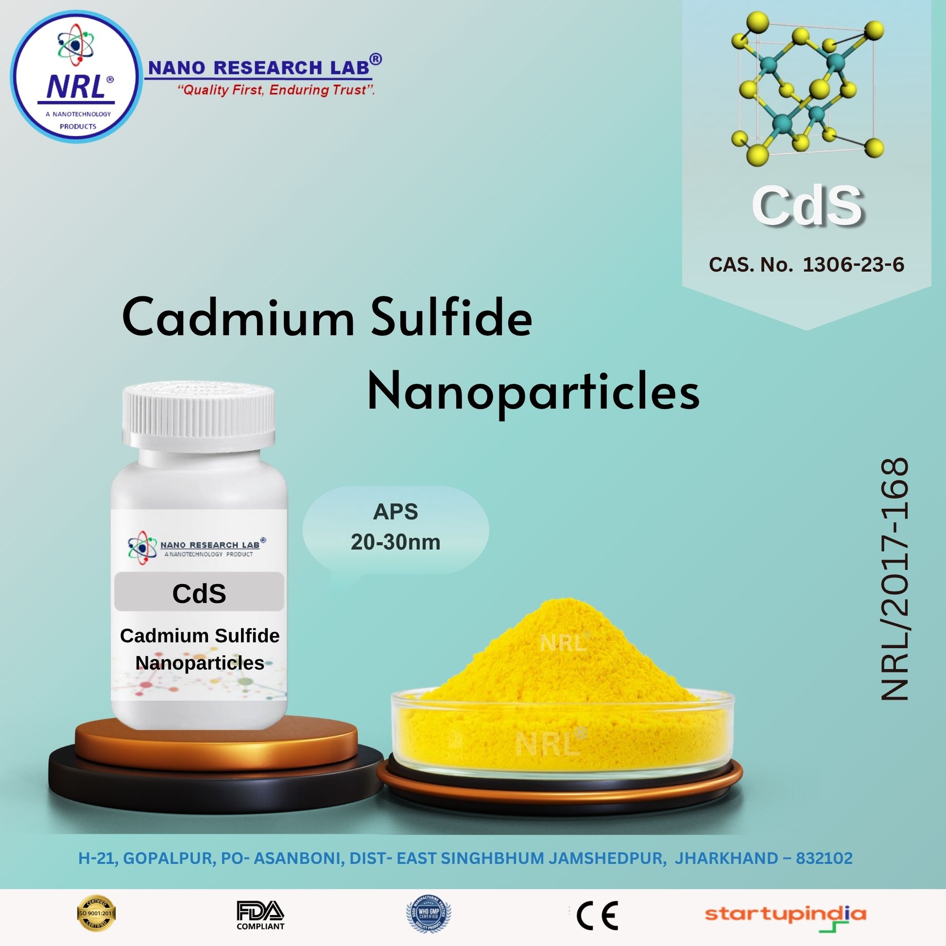 Cadmium Sulfide Nanoparticles / Nanopowder (CdS, 20-30nm, 99.5%)