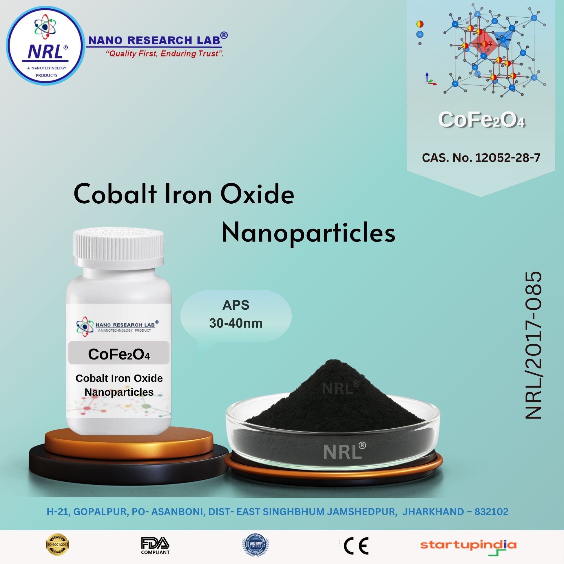 Cobalt Iron Oxide Nanoparticles/Nanopowder (CoFe2O4, 30-40nm, 99.9%)