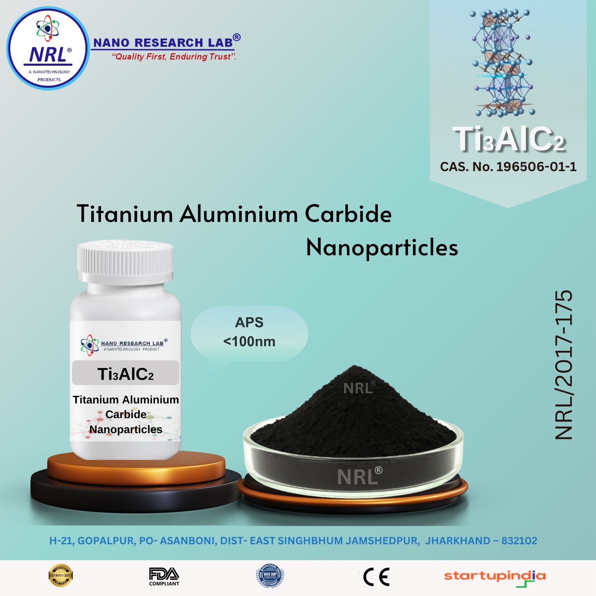 Titanium aluminium carbide Nanoparticles / Nanopowder (Mexane) (Ti3AlC2, <100nm, Purity: >98%)