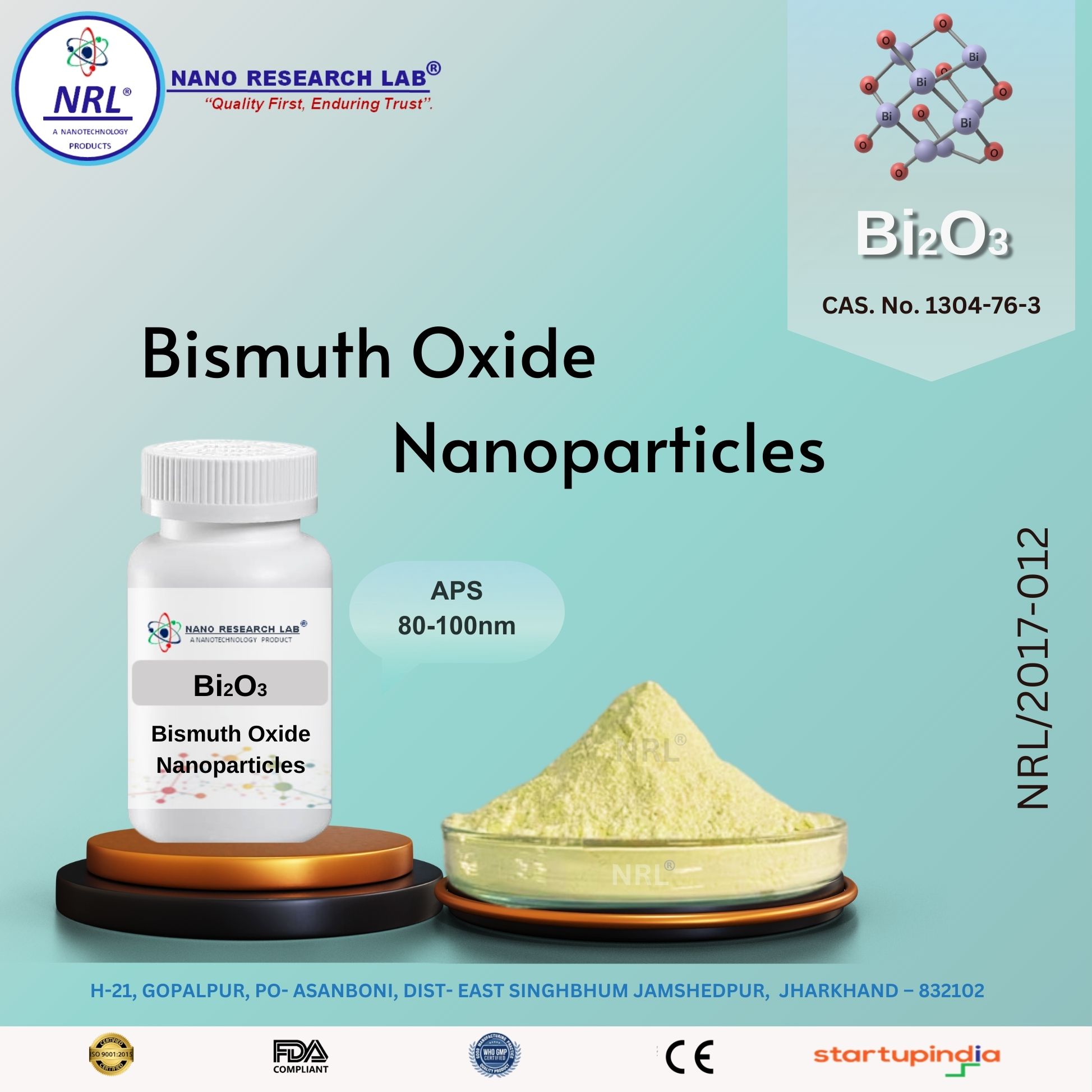 Bismuth Oxide Nanopowder/Nanopowder (Bi2O3, 99.5%, 80-100 nm)
