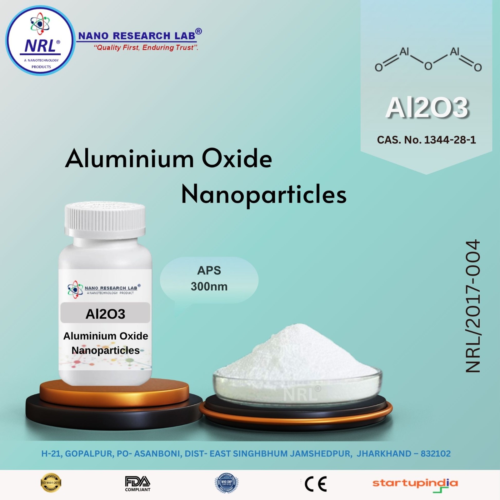 Aluminium oxide Nanoparticles/Nanopowder (Al2O3, Alpha, 300nm, purity 99.5%)