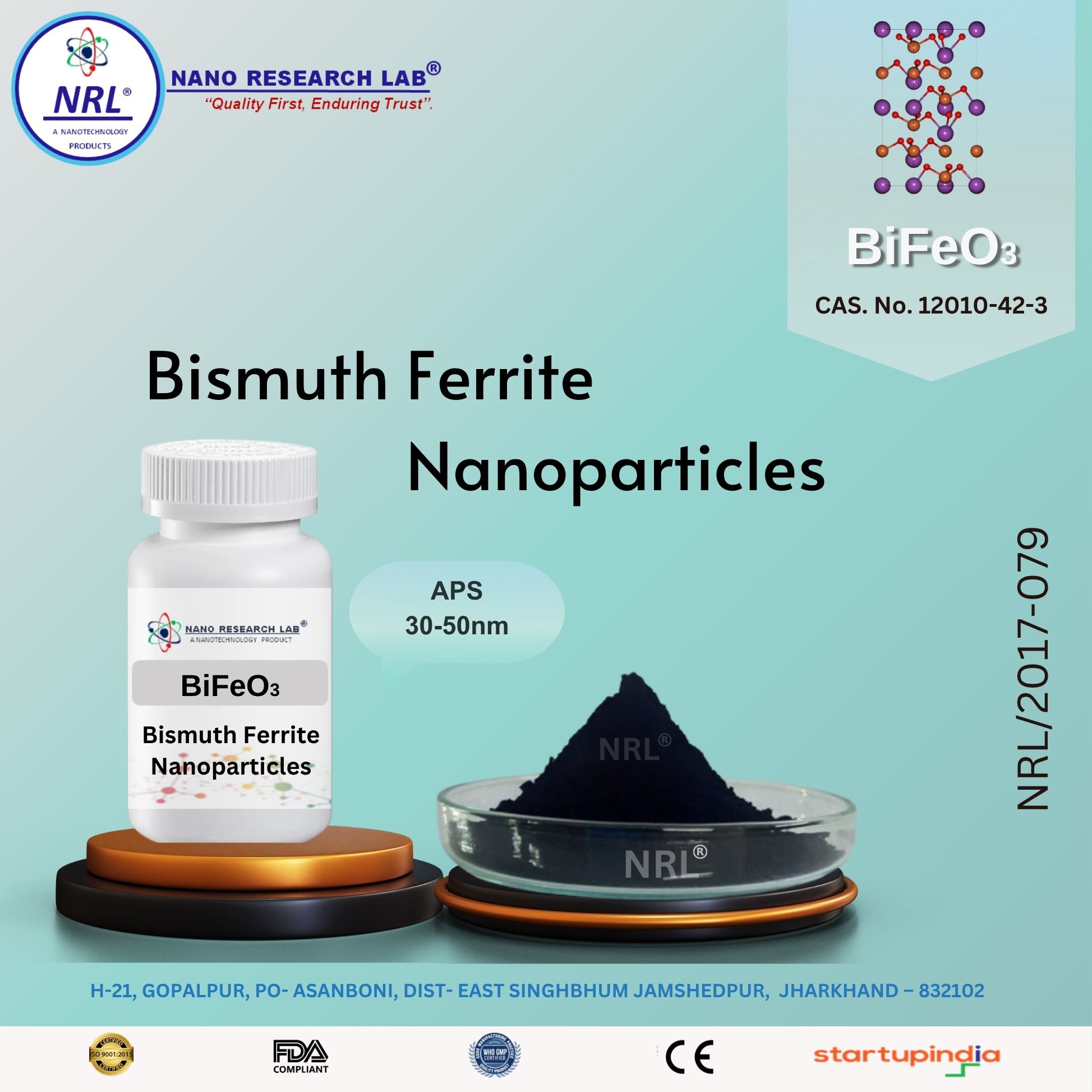Bismuth Ferrite Nanoparticles / Nanopowder(BiFeO3, Purity >99%, APS 30-50nm)
