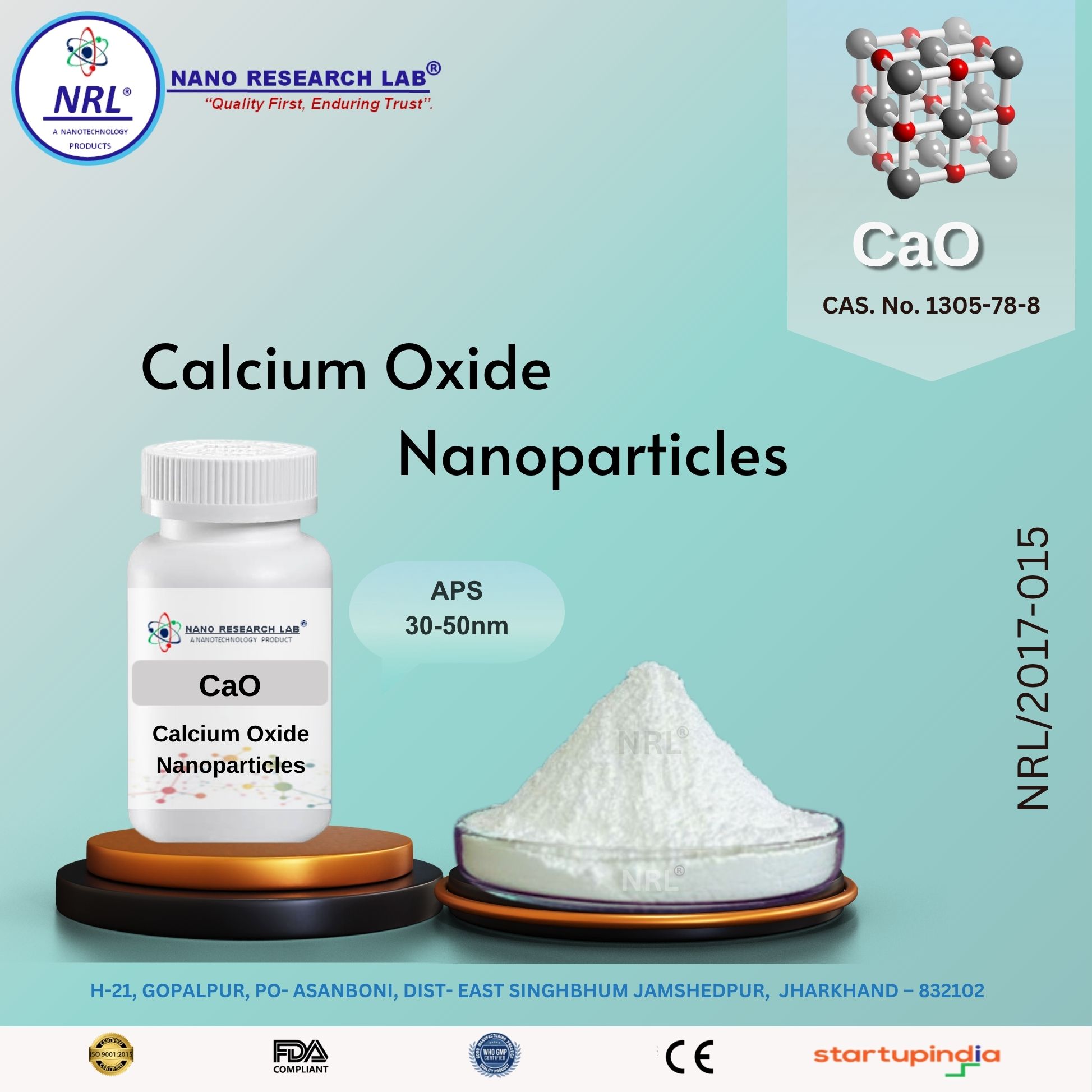 Calcium oxide Nanoparticles / Nanopowder (CaO, 30-50nm, purity: 99.5%)