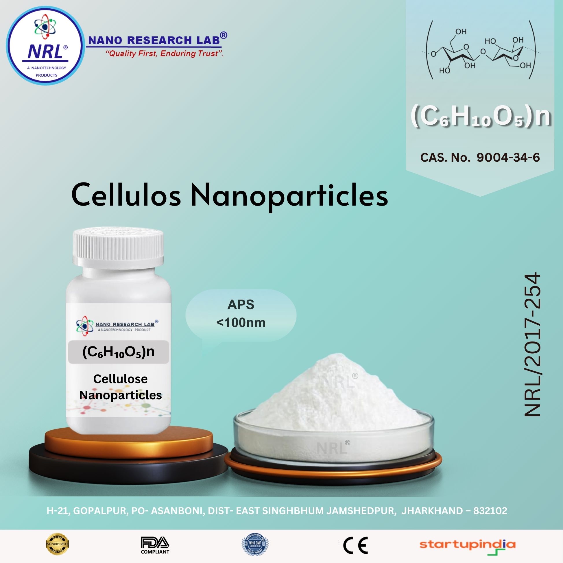 Cellulose Nanoparticles/Nanopowder ((C6H10O5)n, <100nm, purity 99.5%)