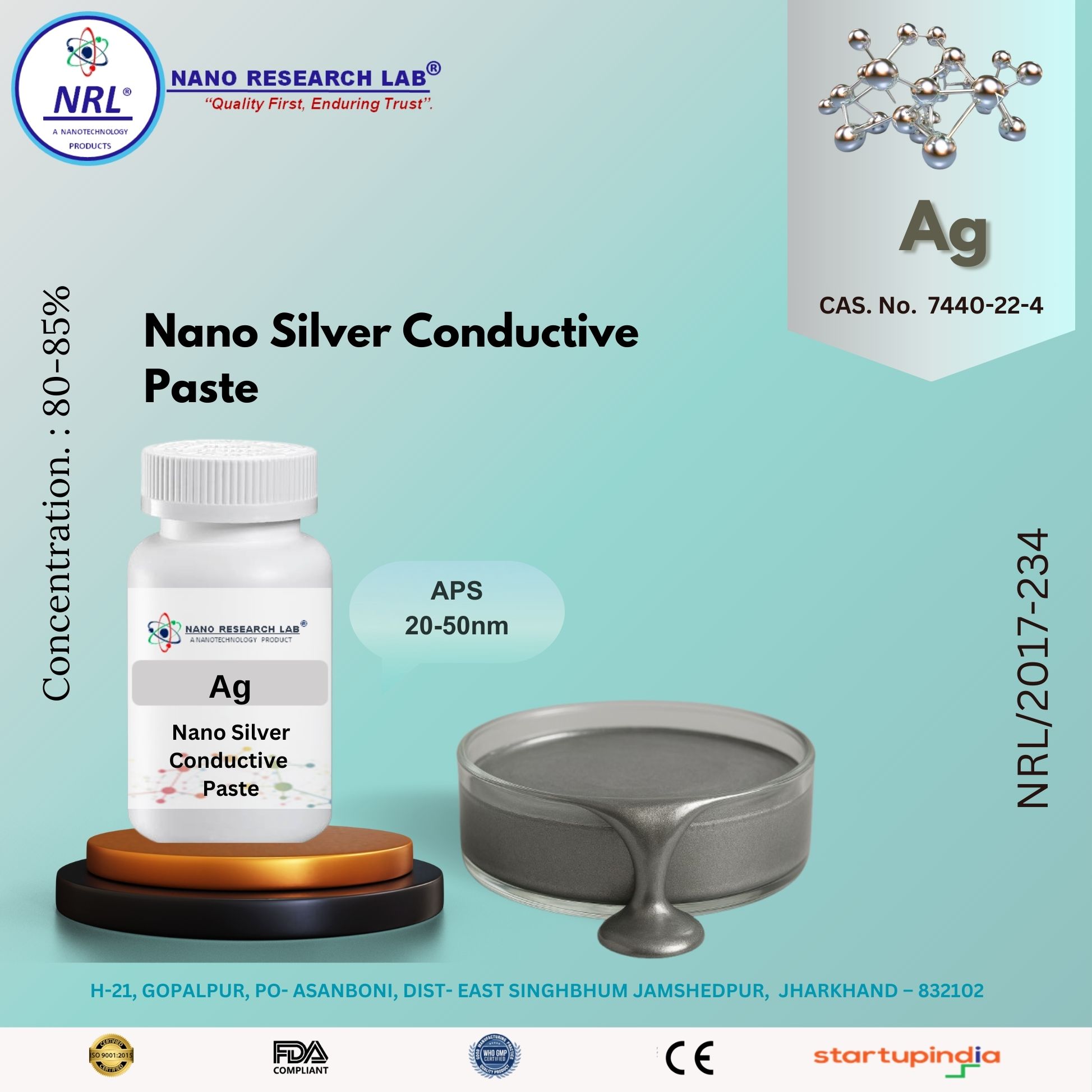 Nano silver conductive paste (Silver Concentration: 80-85%, Base Solvent: Terpineol)