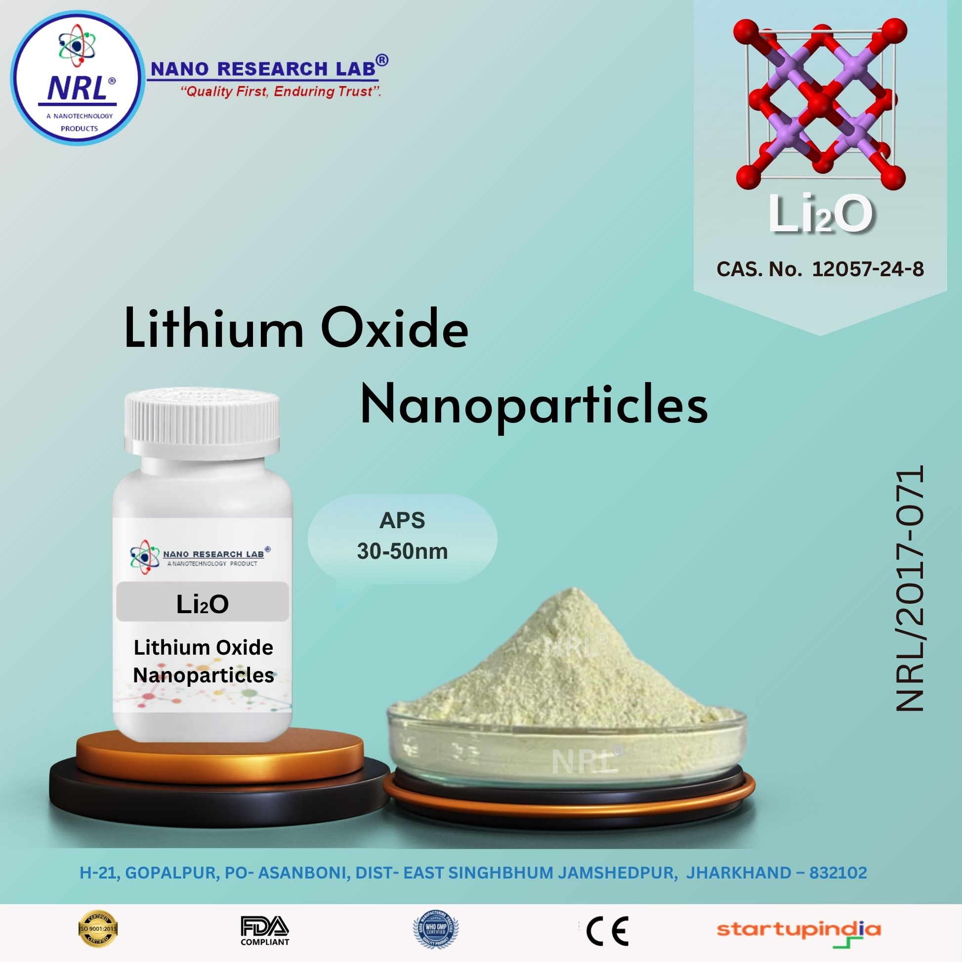 Lithium Oxide Nanopowder/Nanopowder ( Li₂O, 30-50nm, purity 99.5%)                                                                           
