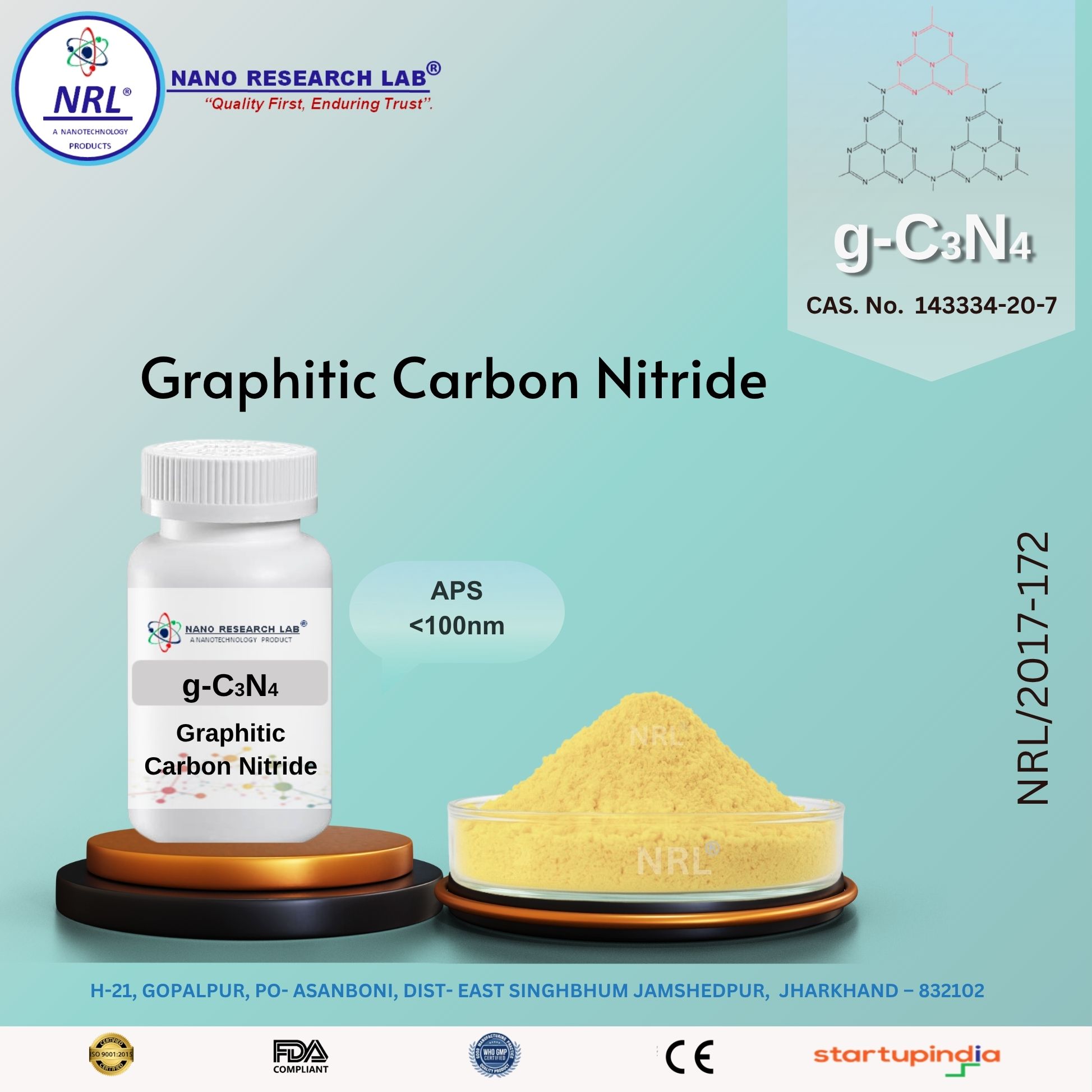 Graphitic carbon nitride (g-C3N4, <100nm, Purity: >99%)
