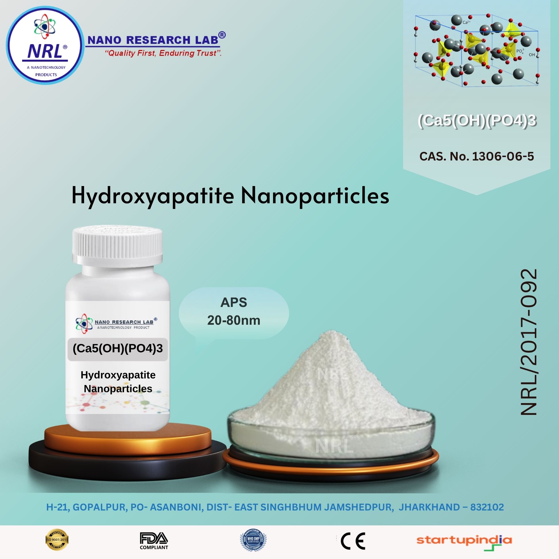 Hydroxyapatite Nanoparticles/Nanopowder (Ca5(OH)(PO4)3, 20-80nm, 99.5%)