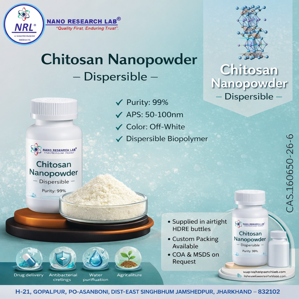 Chitosan Nanopowder Dispersible (Purity 99% APS: 50-100nm Color: Off-White)
