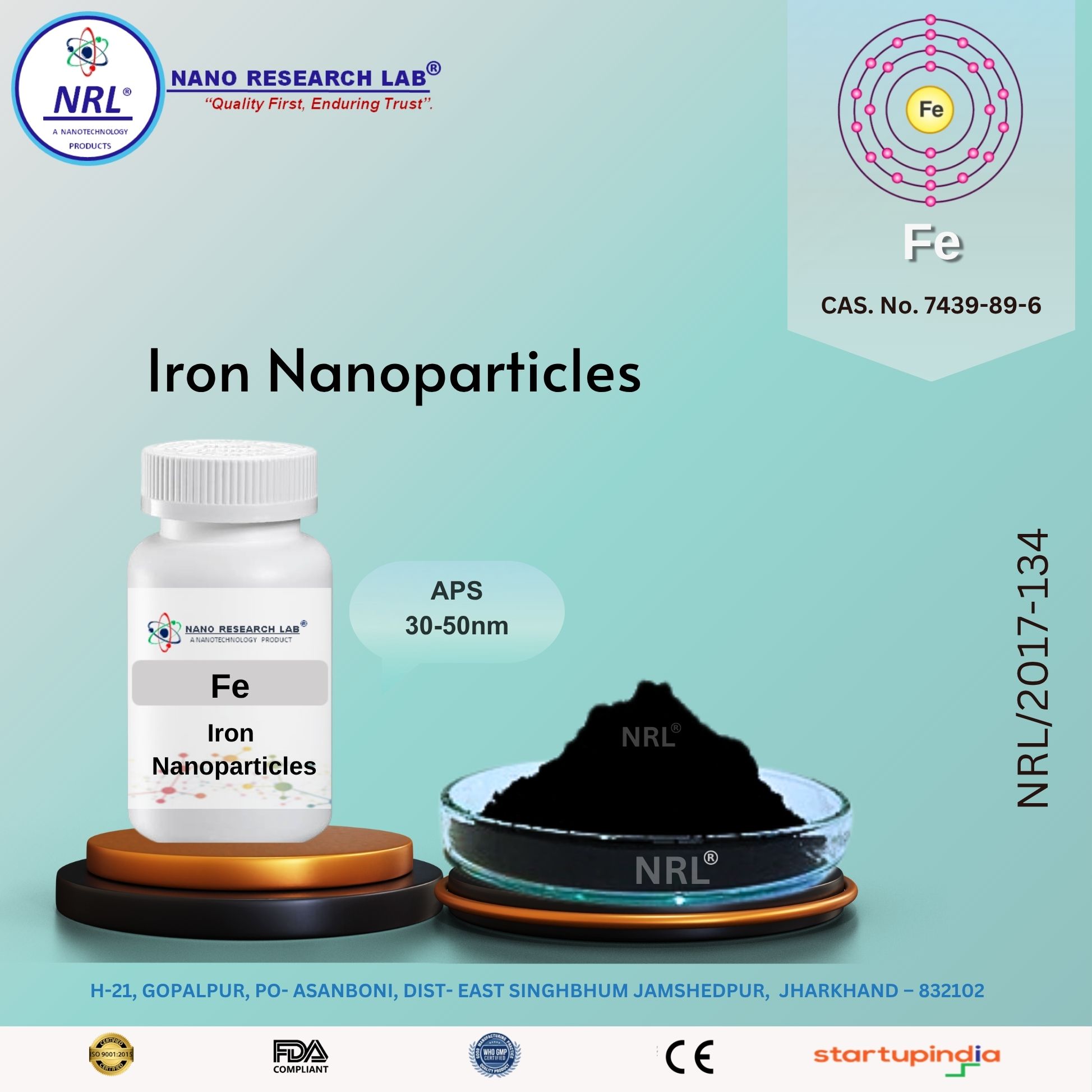 Iron Nanoparticles (Fe, purity 99.5%, 30-50nm, metal basis)