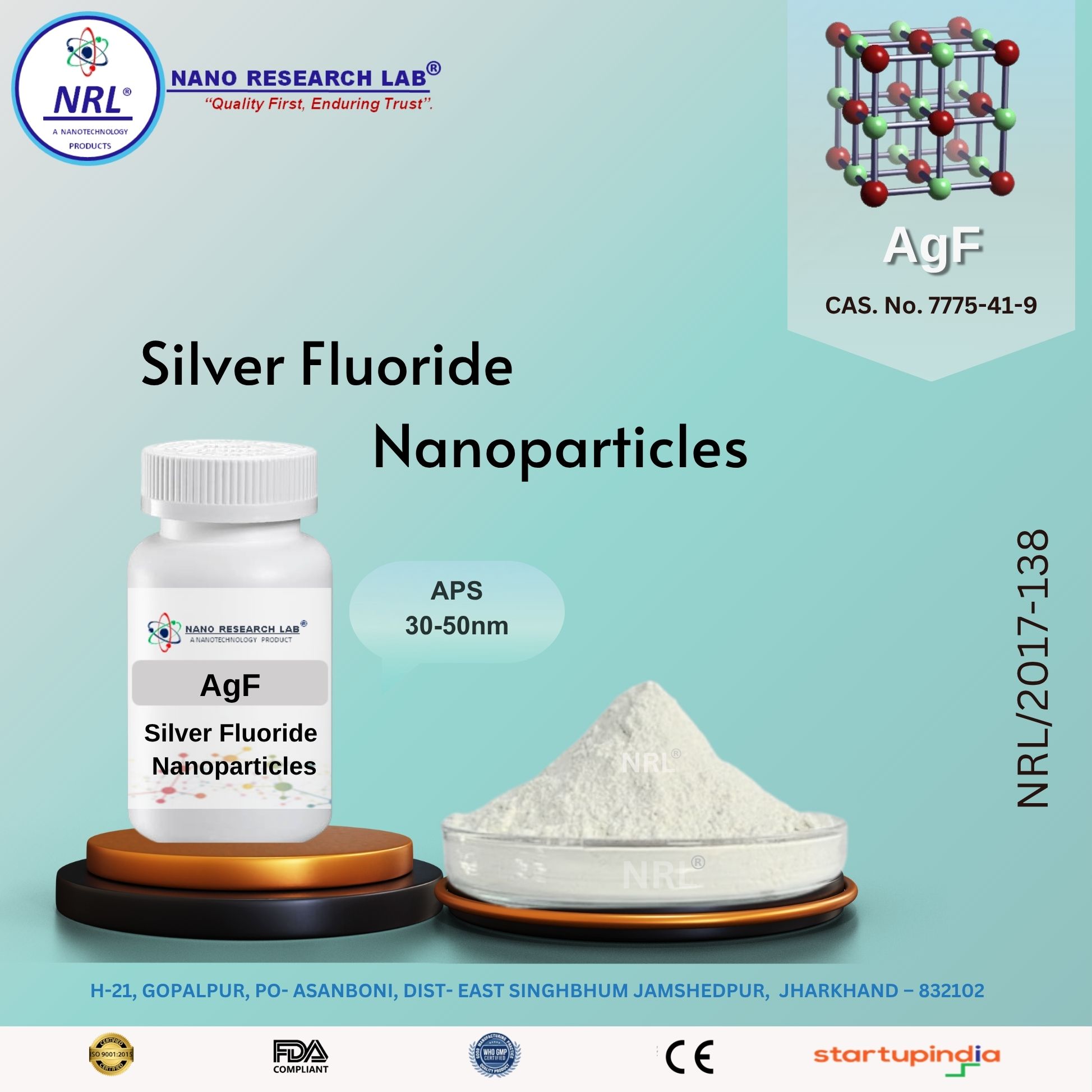 Silver Fluoride Nanoparticles/Nanopowder  (AgF, purity 99.5%, 30-50 nm, metal basis)