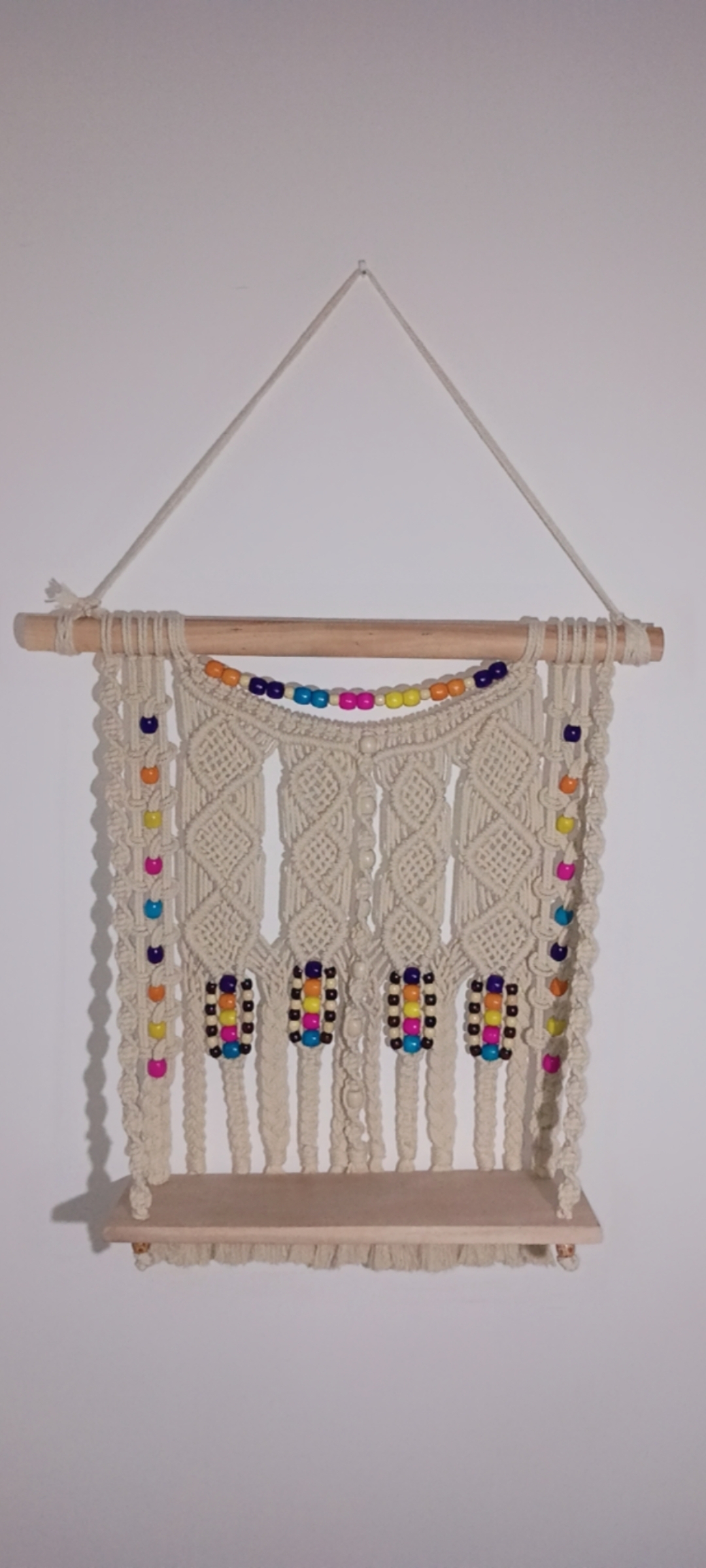 Handmade macrame wall hanging shelf