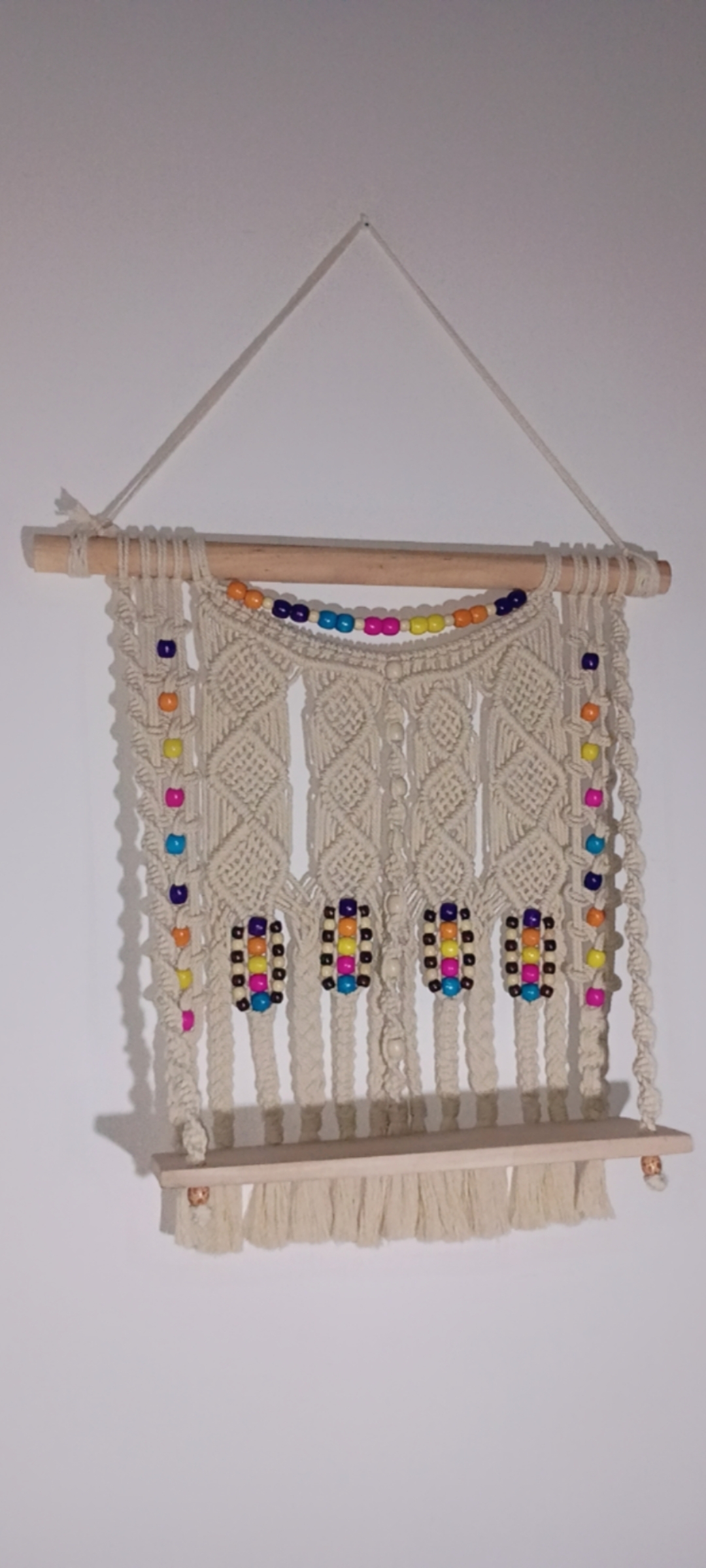 Handmade macrame wall hanging shelf