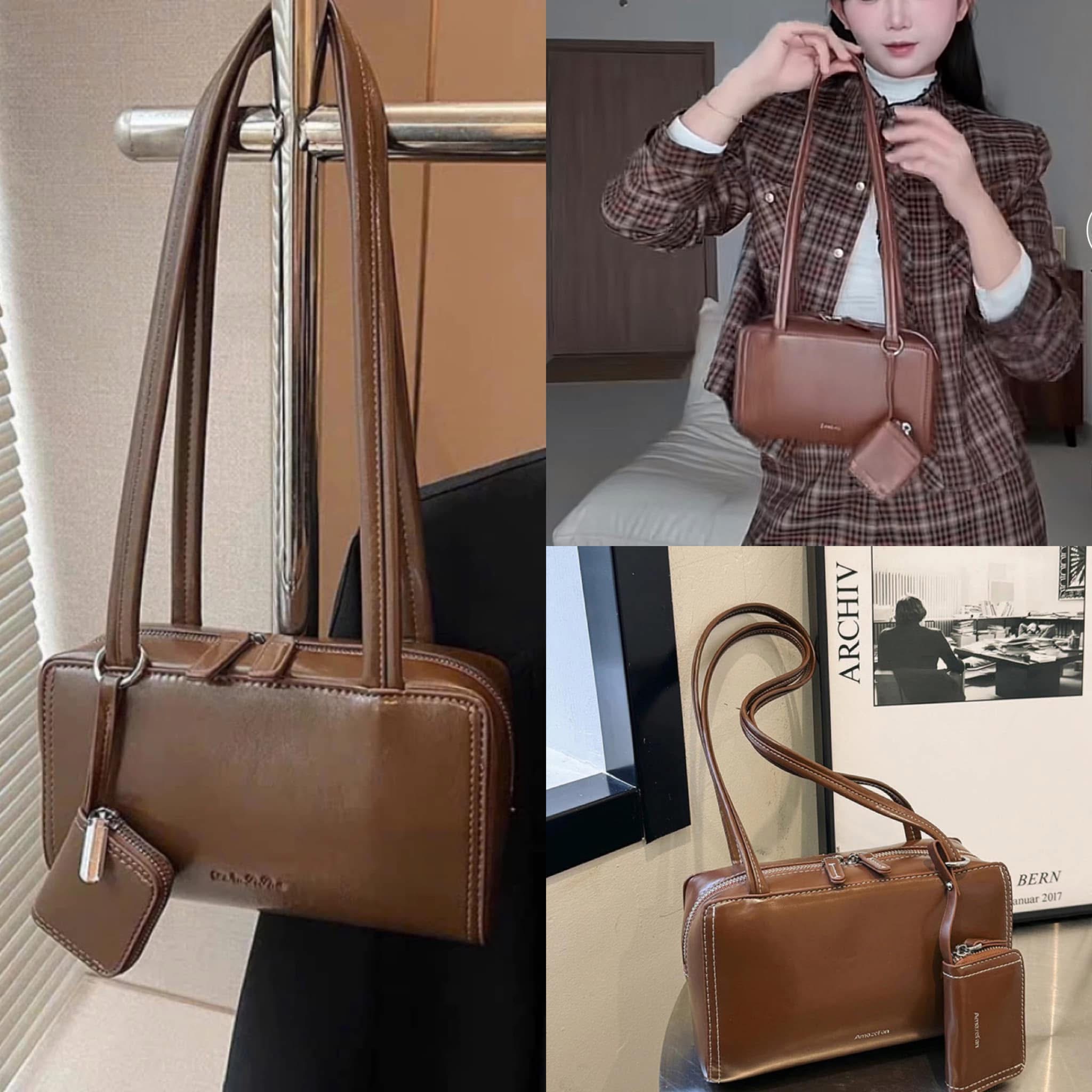 Túi đeo vai da cổ điển kèm ví mini