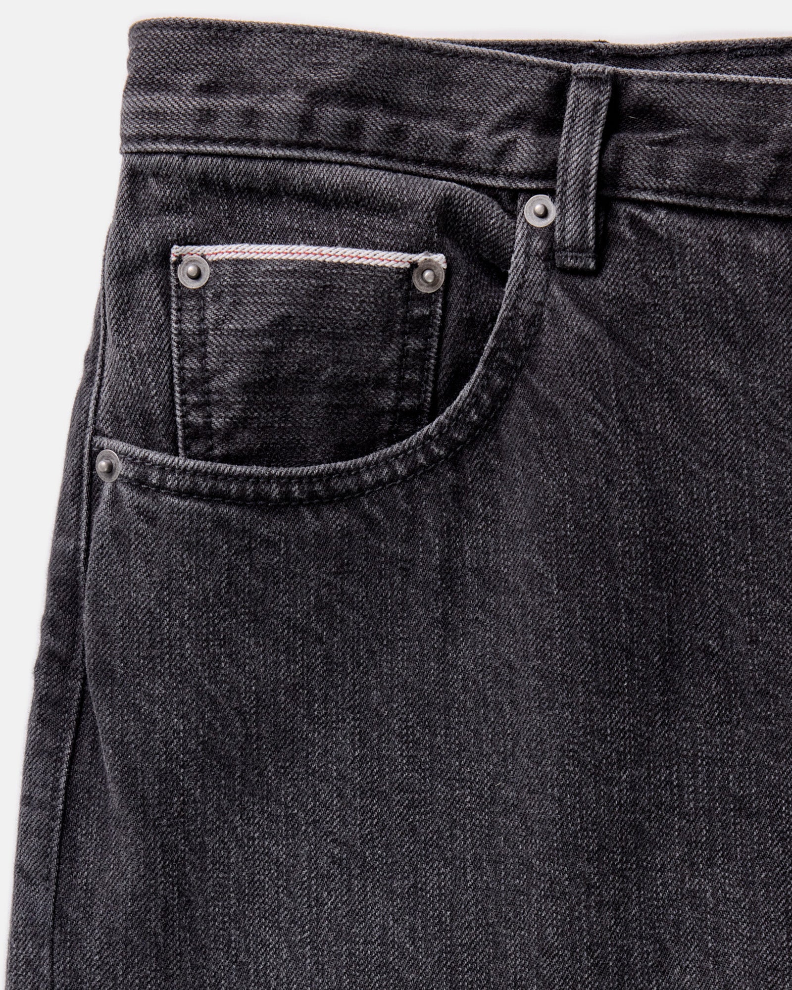 The Slim Jean in Washed Black Organic Slub Selvedge