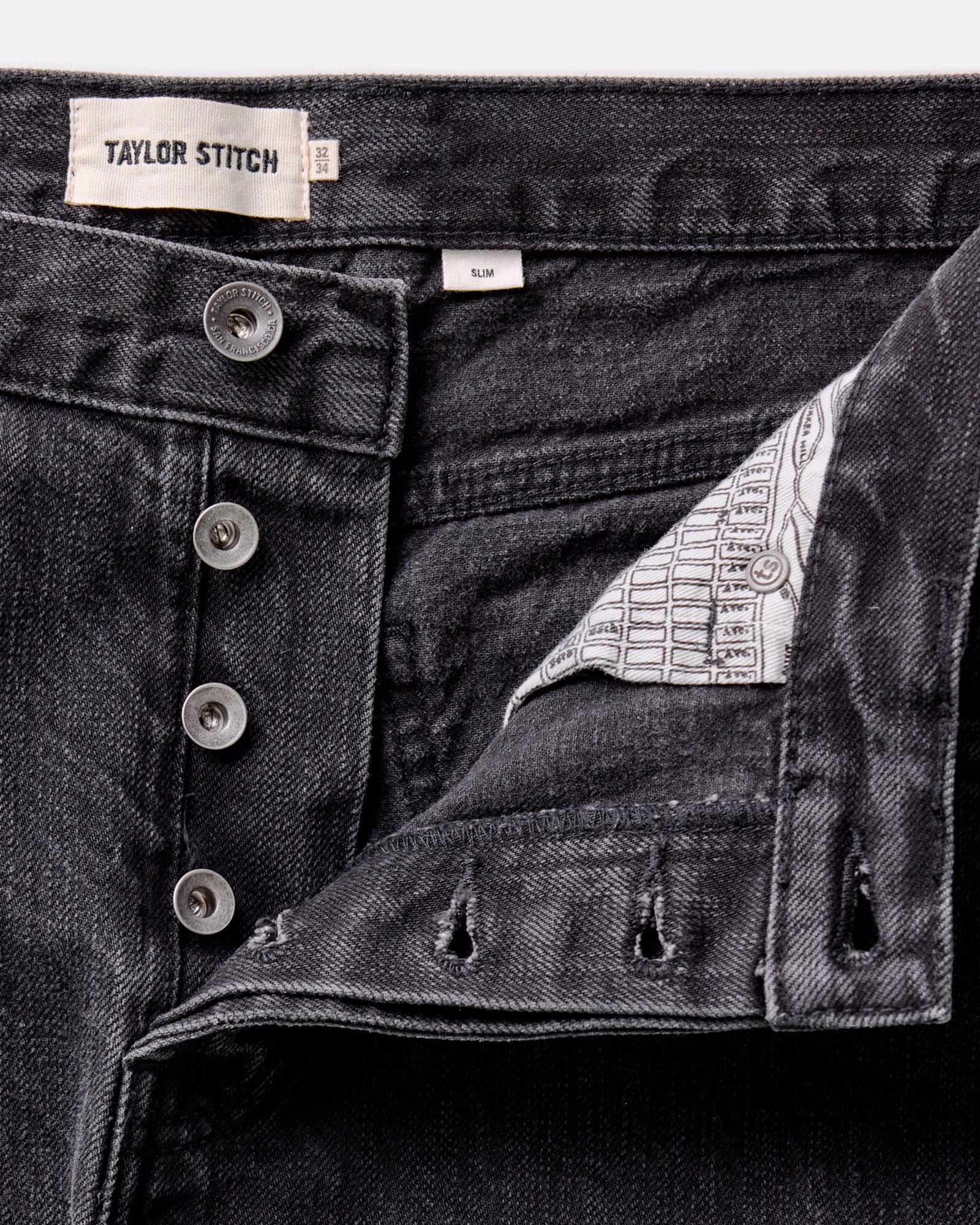 The Slim Jean in Washed Black Organic Slub Selvedge