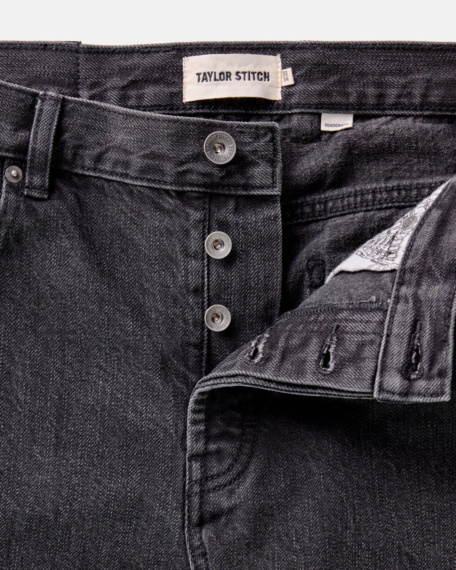 The Democratic Jean in Washed Black Organic Slub Selvedge