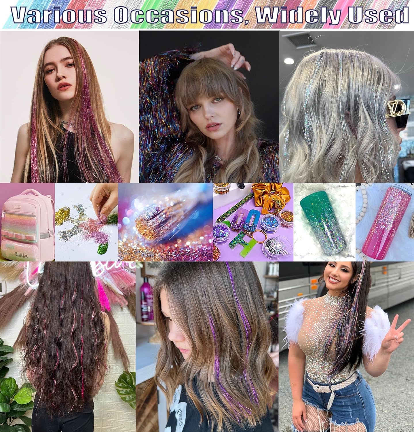 Hair Tinsel Kit 14 Colors 7500 Strands