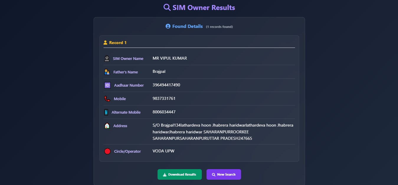 SIM Owner Results