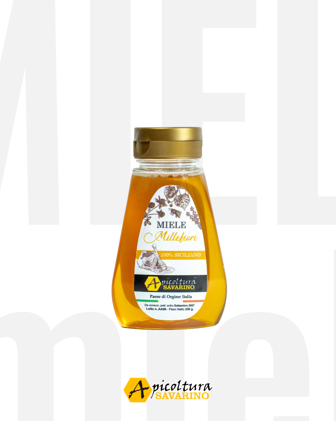 Miele Millefiori 100% Siciliano - Squeeze Peso Netto 250g