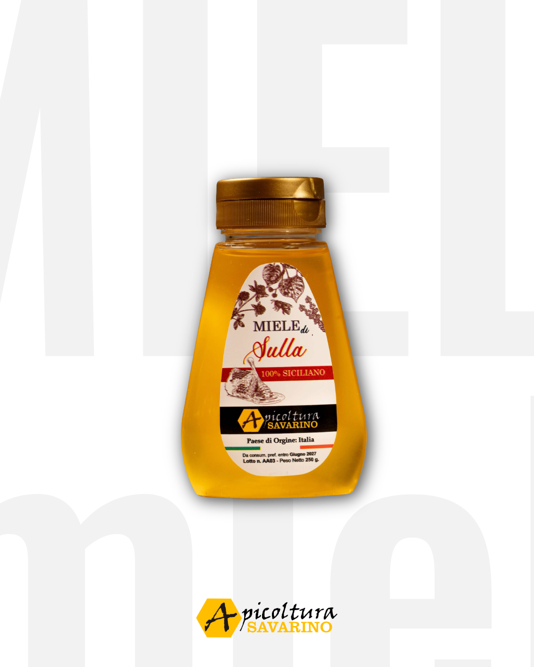 Miele di Sulla 100% Siciliano - Squeeze Peso Netto 250g