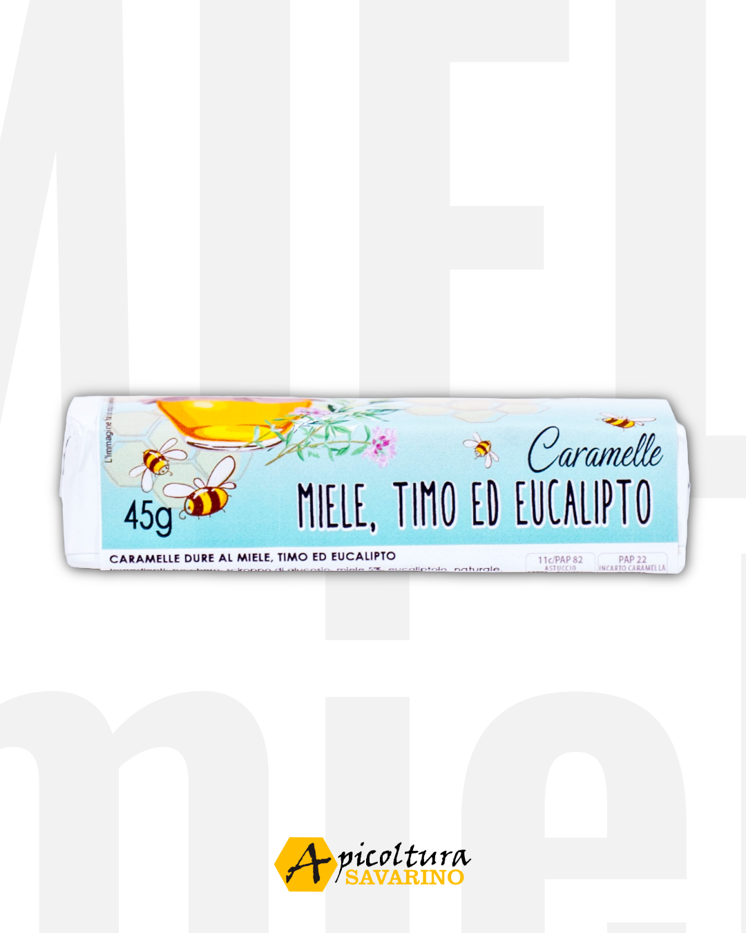 Caramelle dure con miele, timo ed eucalipto Peso Netto 45g