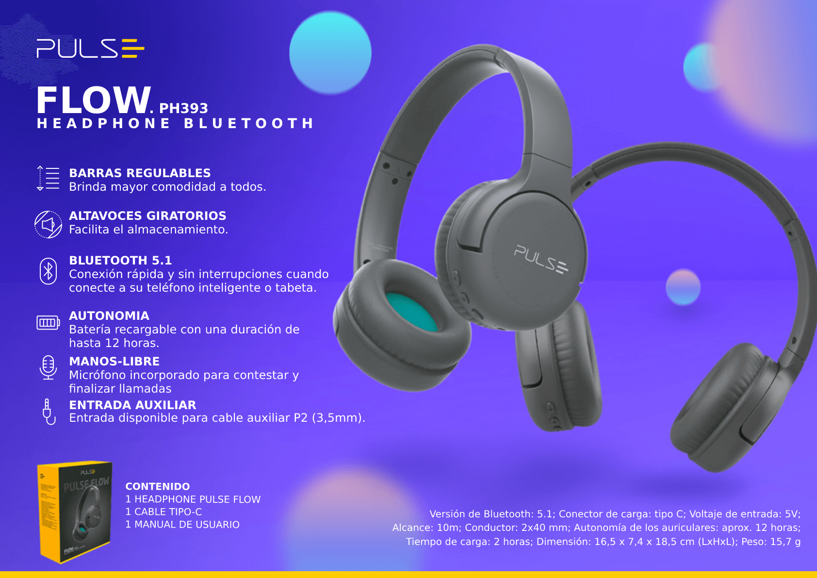 Auriculares Bluetooth Pulse Flow PH 393