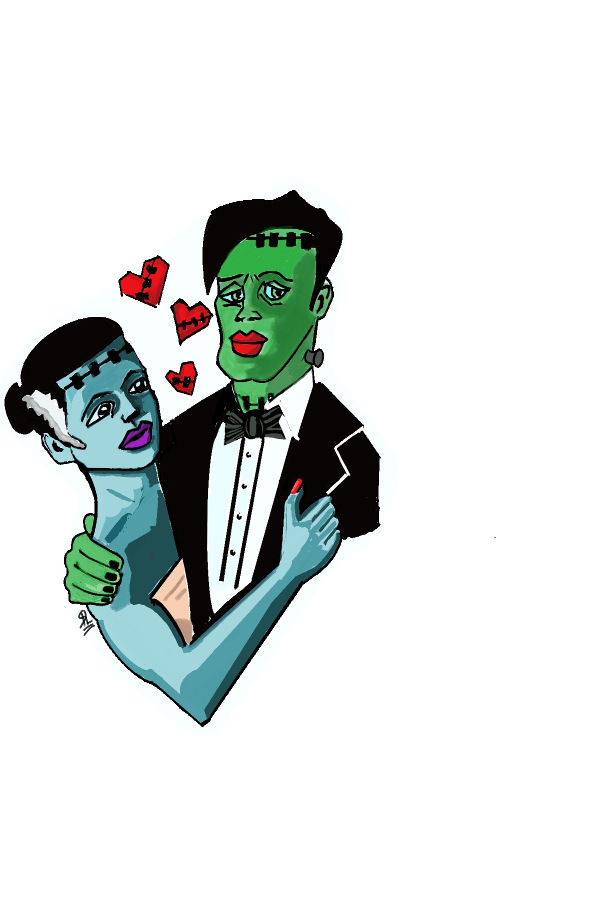 Frankenstein Couple Art Print