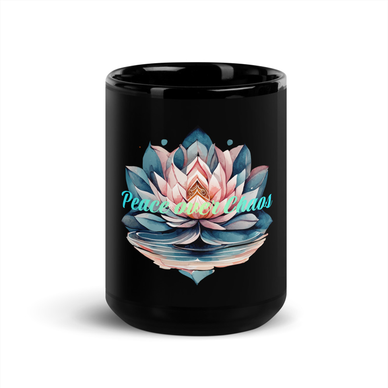 Peace over Chaos Black Glossy Mug