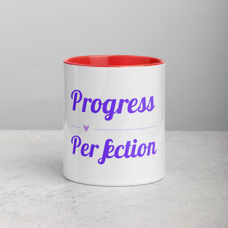 Progress over Perfection Mug with Color Inside