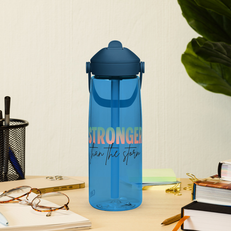Stronger than the storm CamelBak Flip straw water bottle