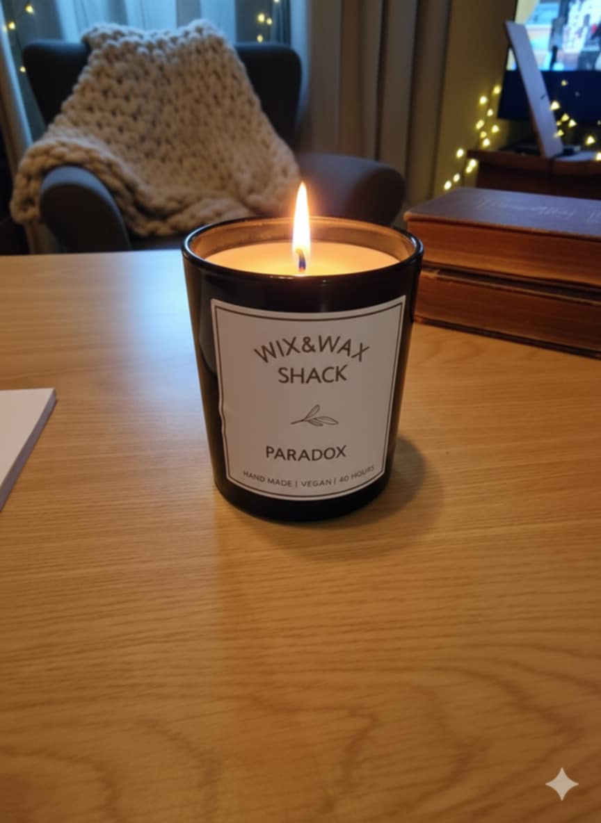Paradox Inspired soy wax candle.