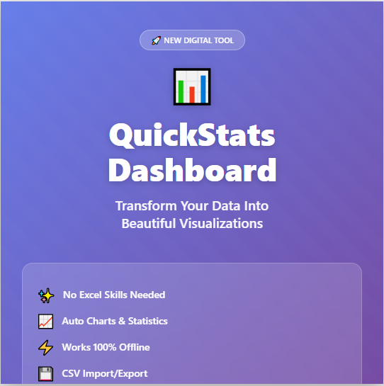 QuickStats Excel Dashboard - Data Analysis & Visualization Tool