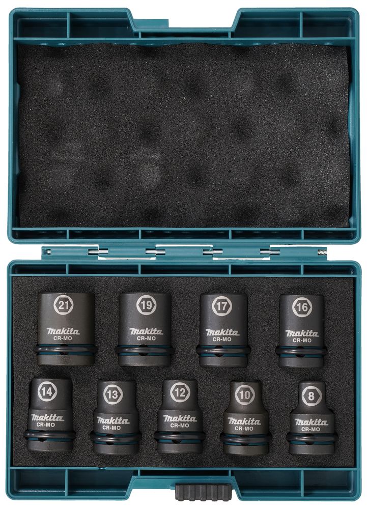 Makita - Metric Impact Socket Set 1/2" Square Drive 9pcs - E-16570