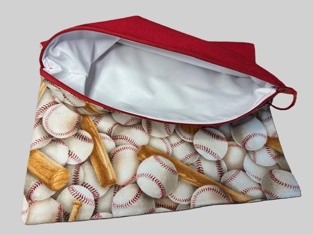 Baseball Print Zippered water resistant Wet Bag