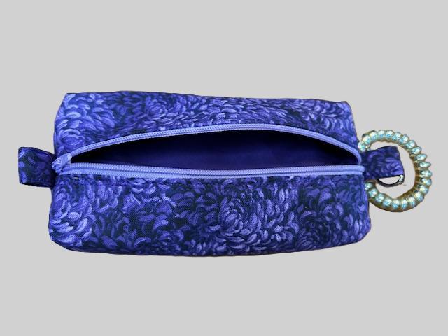 Purple Floral Large Zipper Pouch