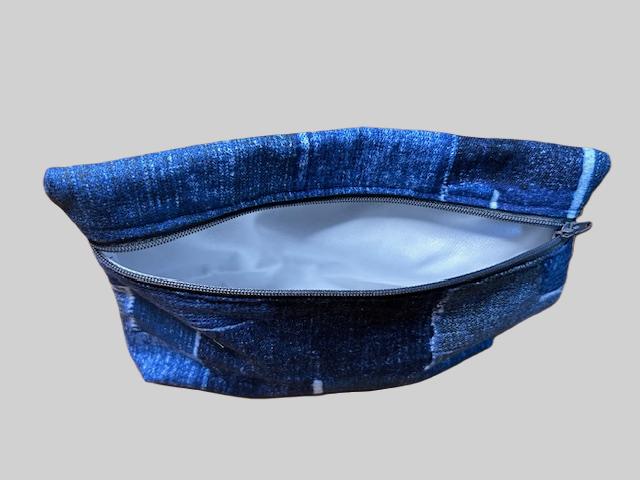 Denim Pattern Zipper Pouch