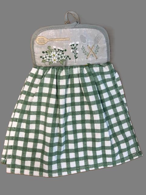 Green Checkered Hanging Kitchen  Towel