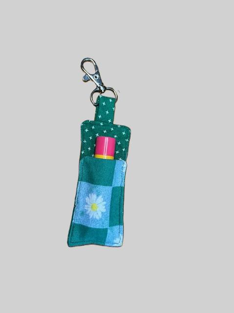 Patchwork Lip Balm Holder Keychain