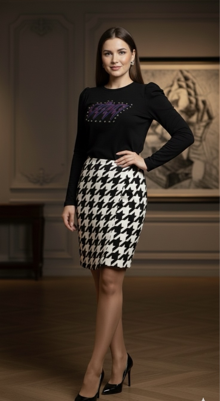 Falda lápiz pata de gallo