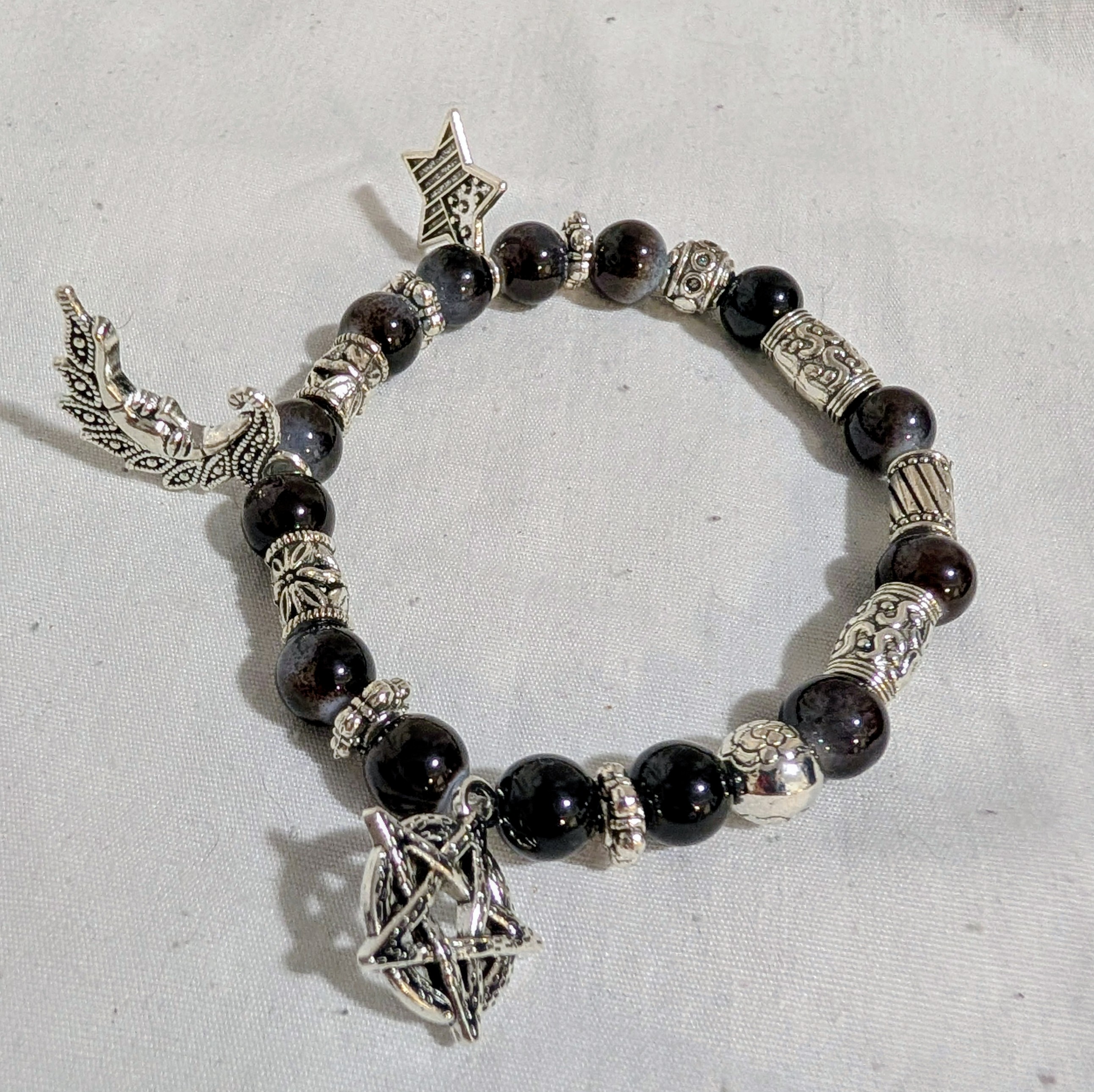 Black and silver charm bracelet