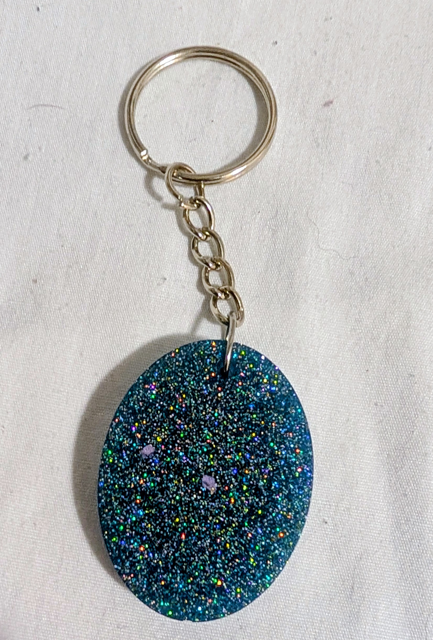 Glitter Oval Keychain