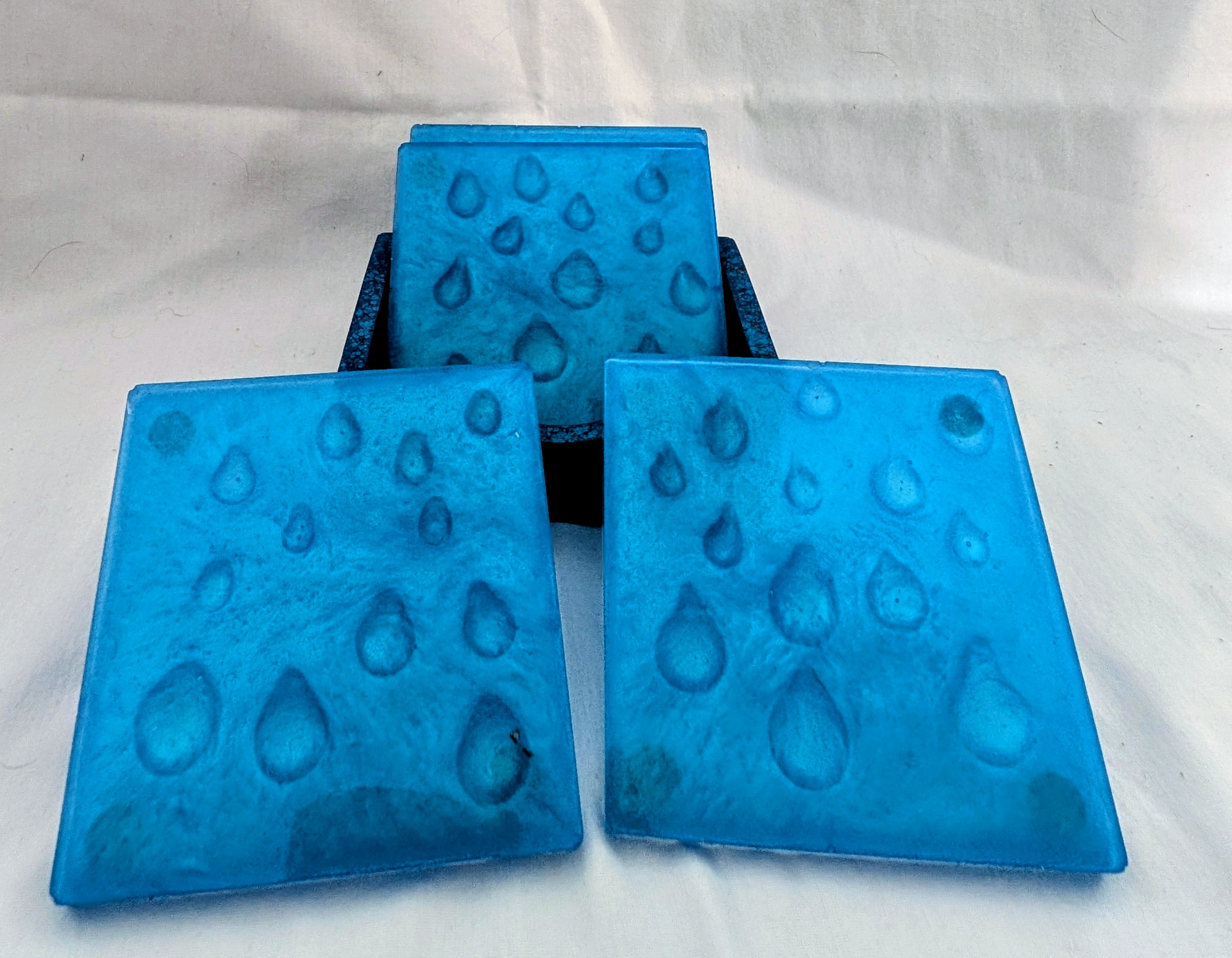 Blue Raindrop Coasters Set