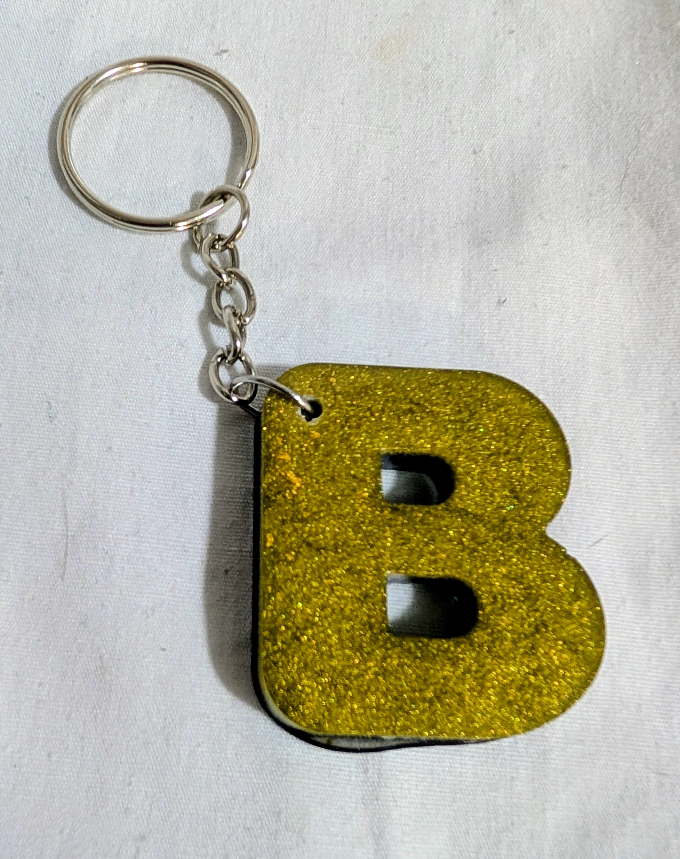 Letter B Glitter Keychain