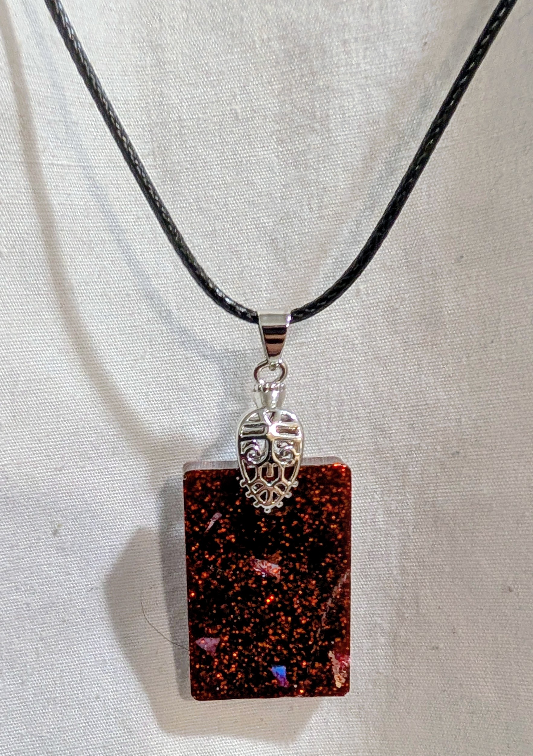 Multicoloured Glitter Leaf Pendant Necklace