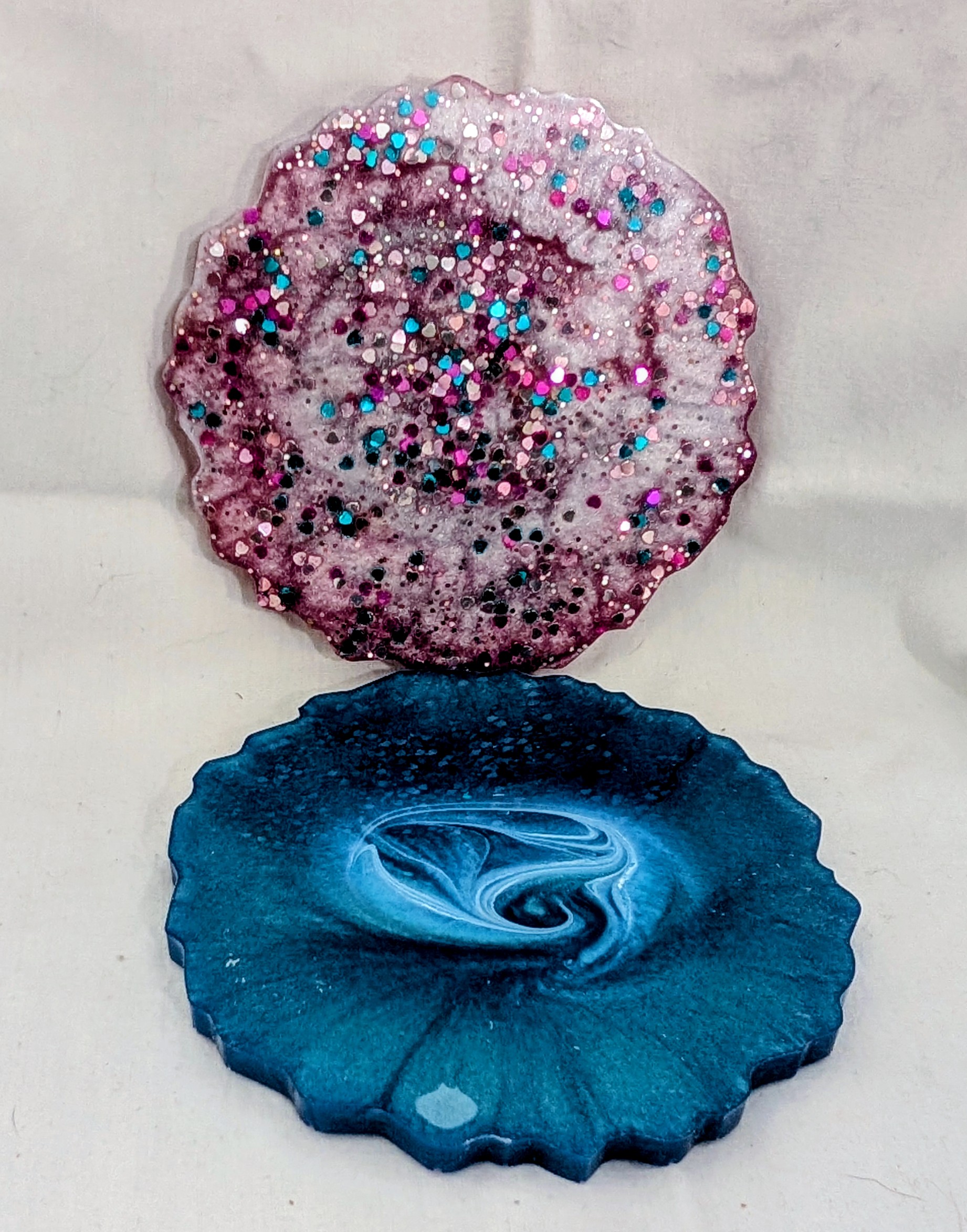 Galaxy and Pink Sparkle Resin Coasters