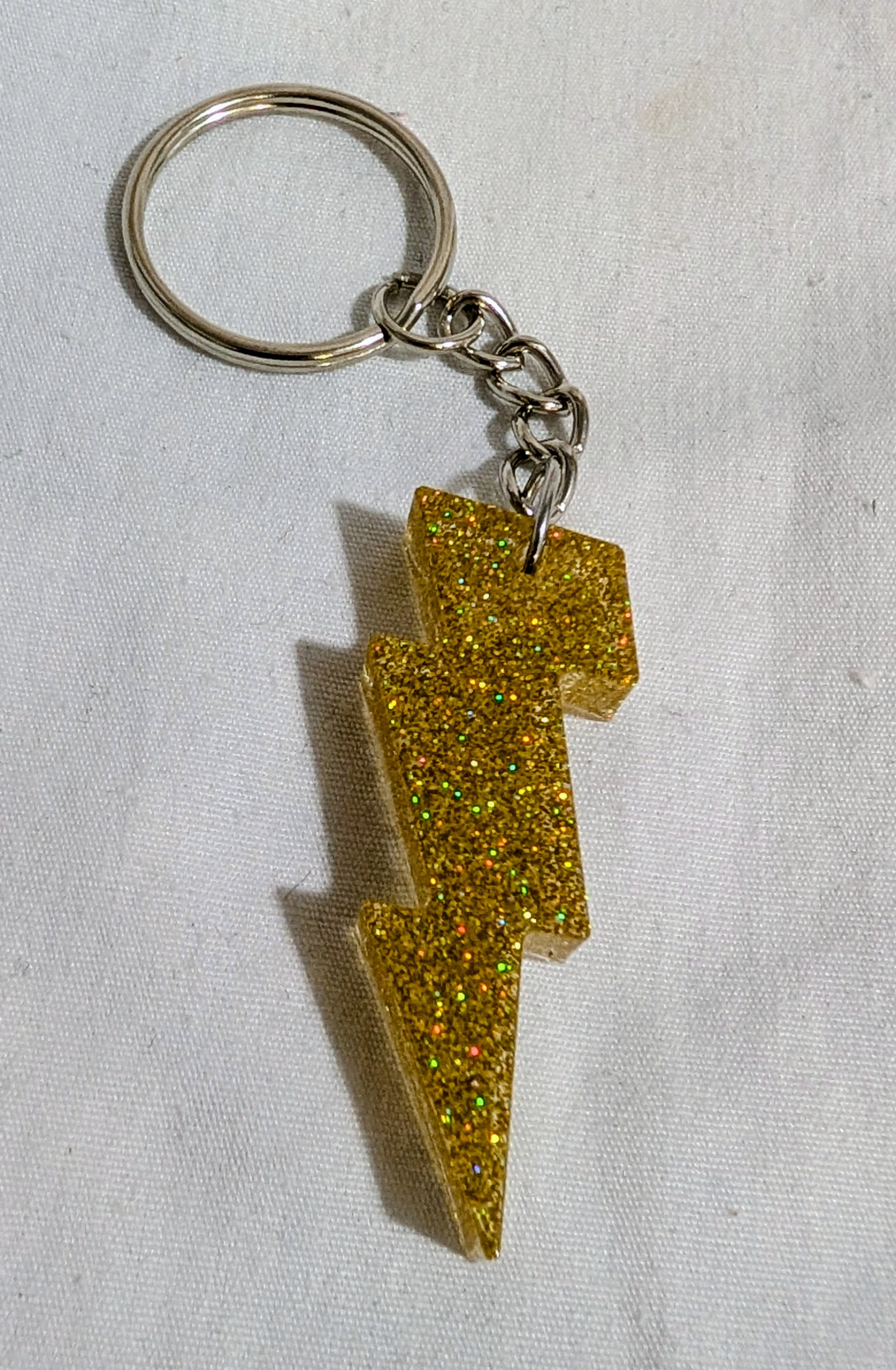 Gold Glitter Lightning Bolt Keychain