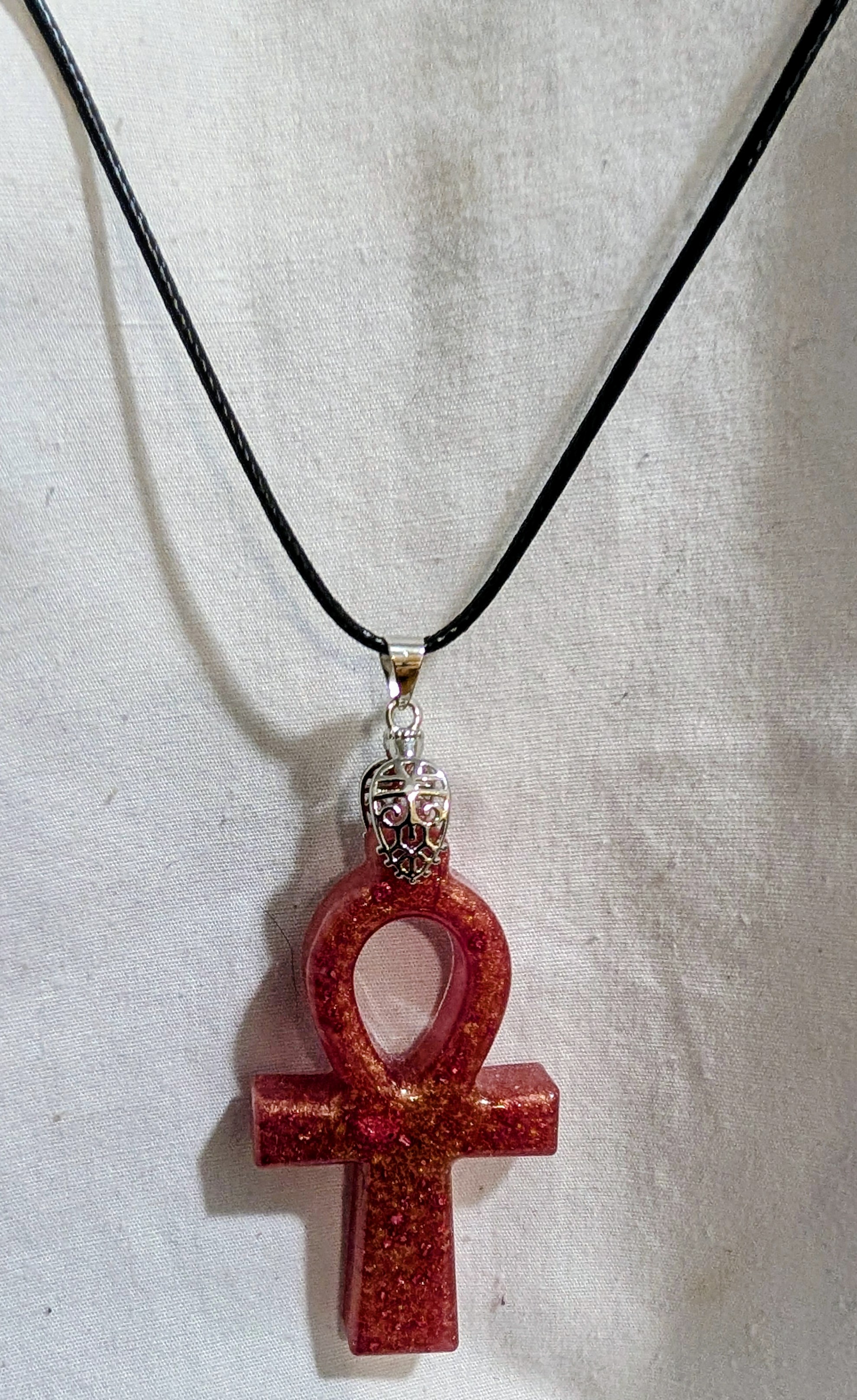 Red Ankh Pendant Necklace