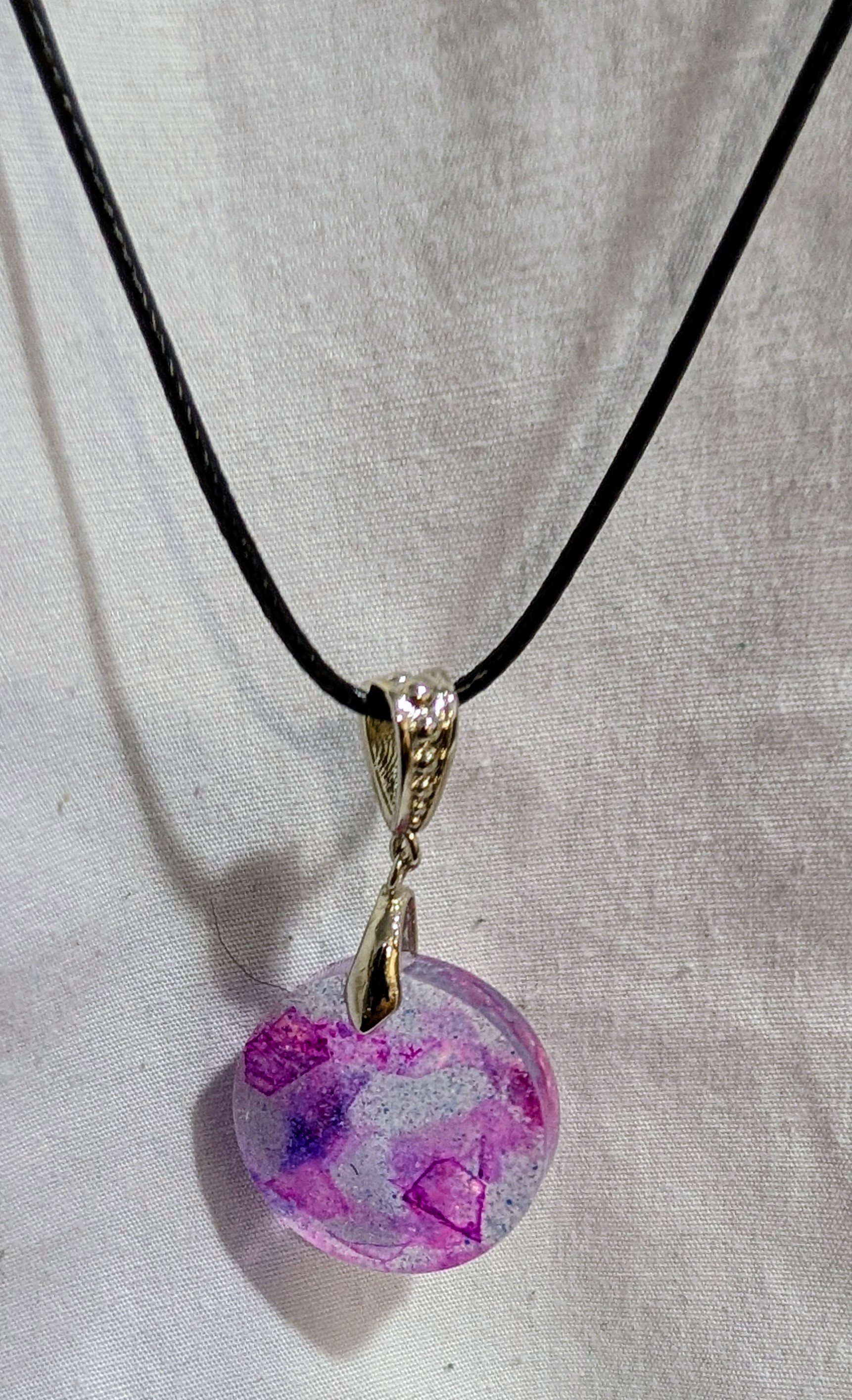 Purple Resin Pendant Necklace