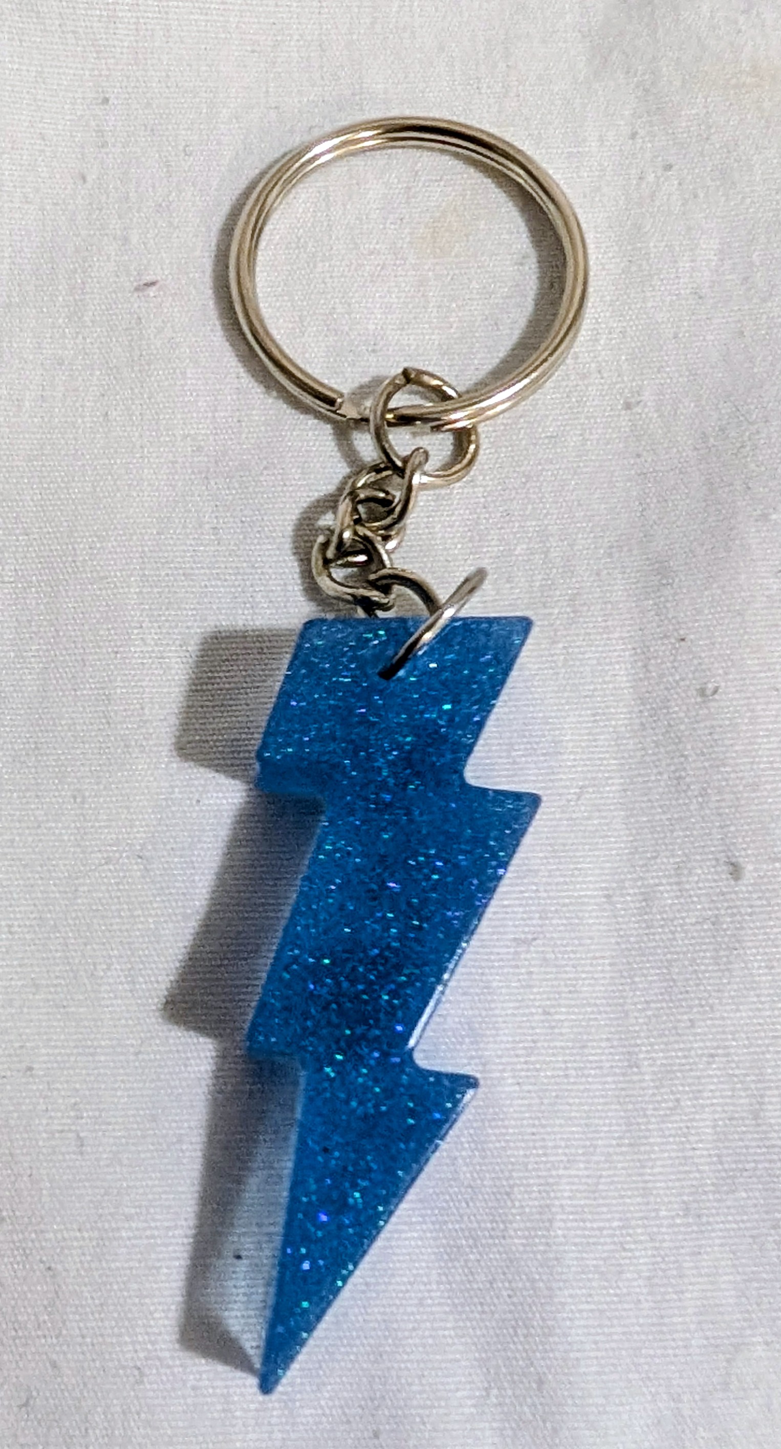 Blue Glitter Lightning Bolt Keychain